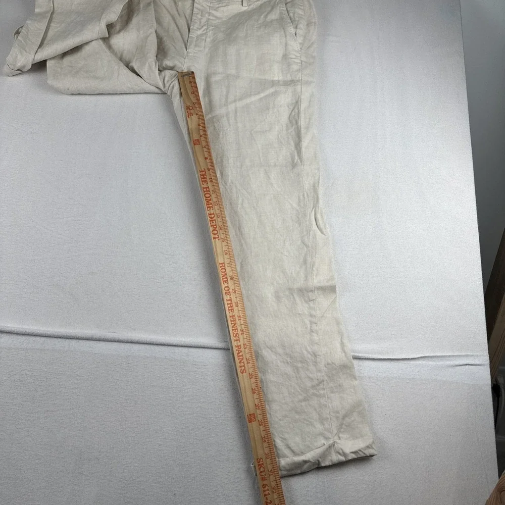 Baird McNutt Men Murano Slim Fit Linen Cotton Blend Pants fits 37*31 Cream READ